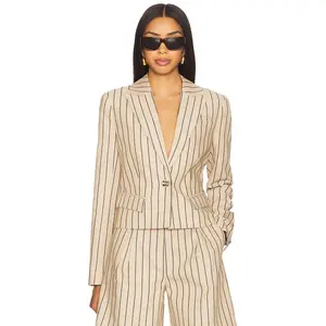 Favorite Daughter The Miranda Blazer in Beige & Navy Stripe