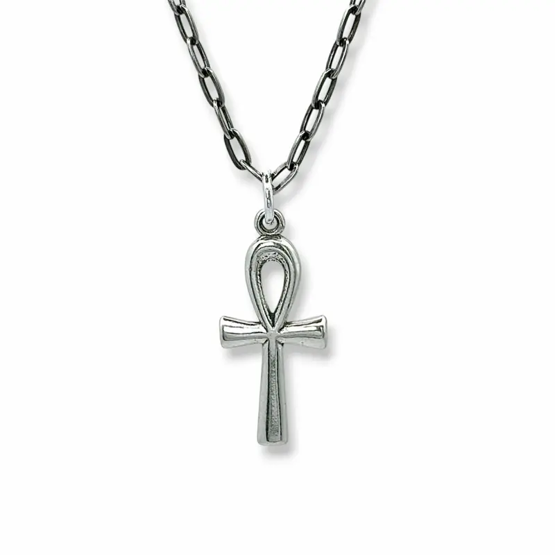 Ankh Necklace Sterling Silver | Two Toned Necklace | Oxidized Silver Jewelry | Spiritual Necklace | Ancient Egyptian Jewelry