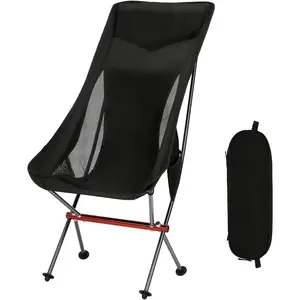 Camping Chairs, All Aluminum Frame Portable Folding Camp Chair for Adults, Heavy Duty High Back Collapsible with Built-in Pillow, Side Pocket, Carry Bag for Backpacking, Hiking, Beach