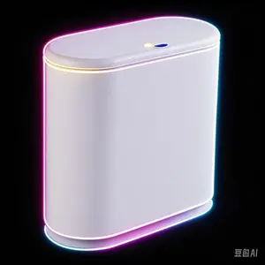 Modern Press-Top Waste Bin 2.7 Gallon Slim Bathroom Trash Can with Lid, Space-Saving White Garbage Bin for Office, Kitchen, Living Room, Reusable Odor-Control Small Rubbish Basket