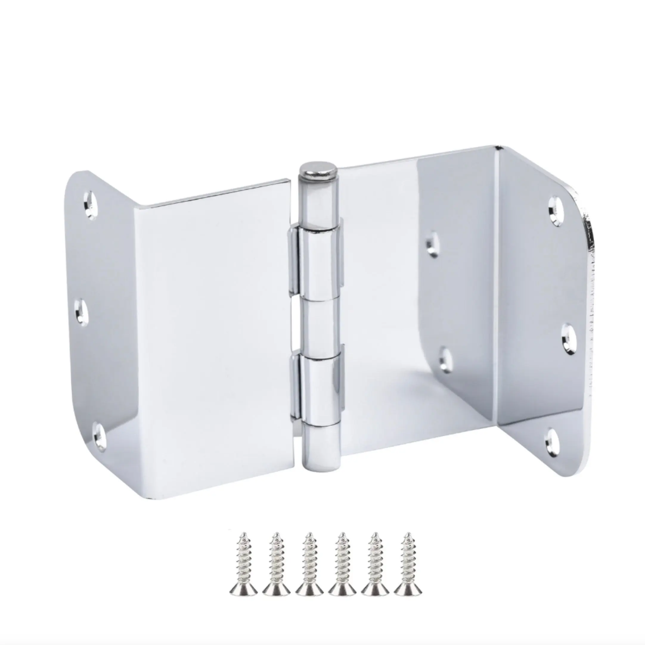 Offset Swing Clear Door Hinge, Polished Chrome 3-1/2" with 5/8" Radius Corners
