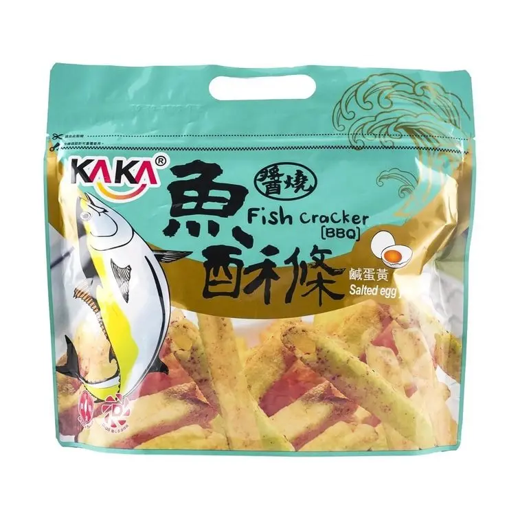 Crispy KAKA BBQ Fish Crackers, Salted Egg Yolk Flavor Snacks - 120g