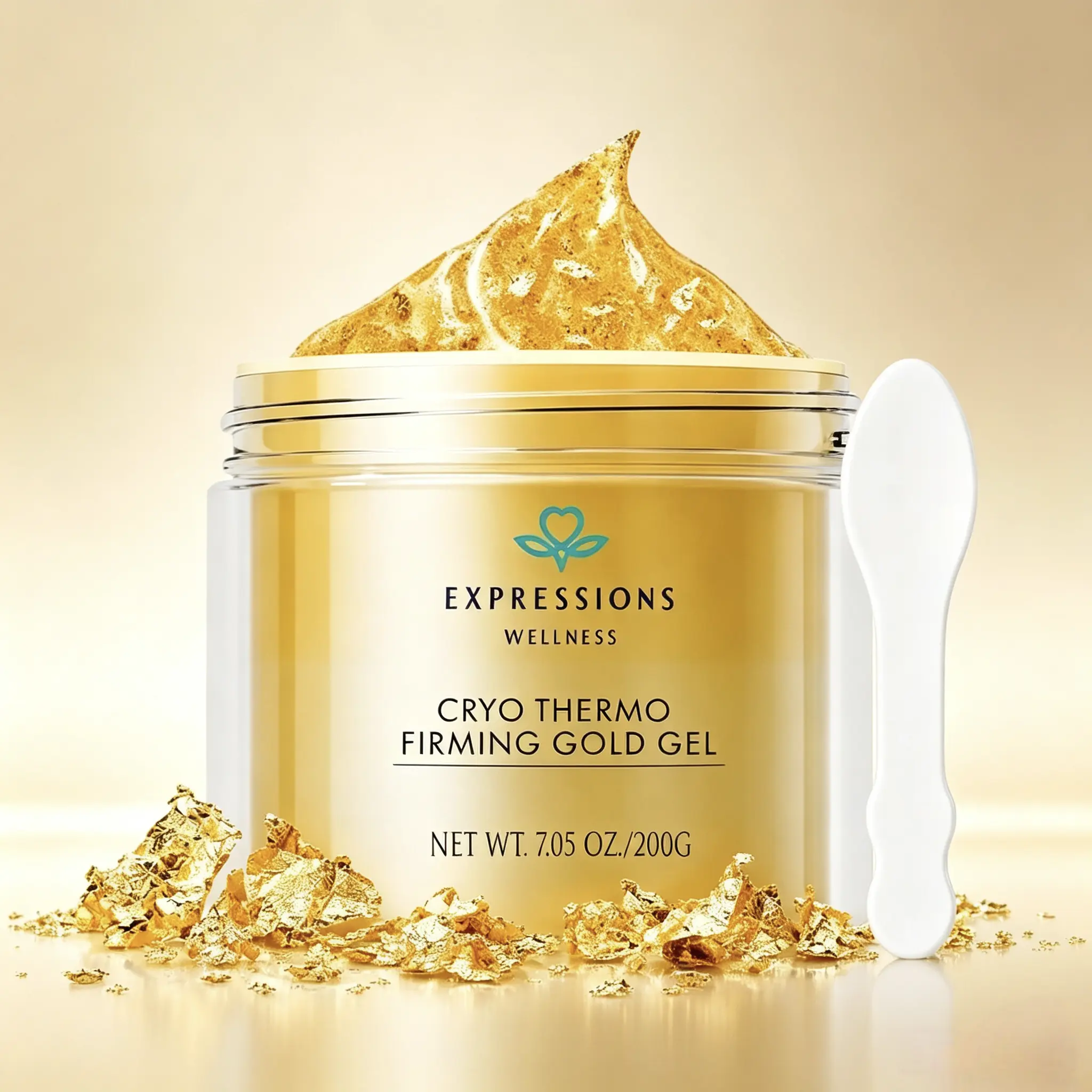 Expressions Wellness Cryo Thermo Firming Gold Gel 200g, 999 Gold Infusion Body Sculpting Gel, Skin Tightening & Smoothing for Cellulite, Improves Skin Elasticity for Belly Thighs Arms
