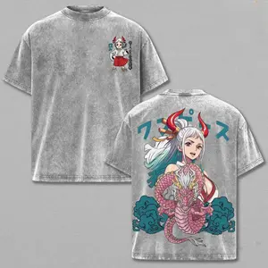 Yamato Washed Tee – One Piece Anime T-Shirt, Child of Kaido Self Proclaimed Kozuki Oden Freedom Seeker Warrior Princess Oni Heritage Strong Female Legacy Vintage Streetwear