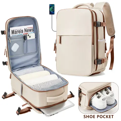 Women's Multi-Compartment Fashion Backpack - Reliable, Lightweight & Versatile Unisex Bag with Zip-Secure Gear, Easily Accessible Zippers, Preppy Look, Large Laptop Storage for School/Casual Use