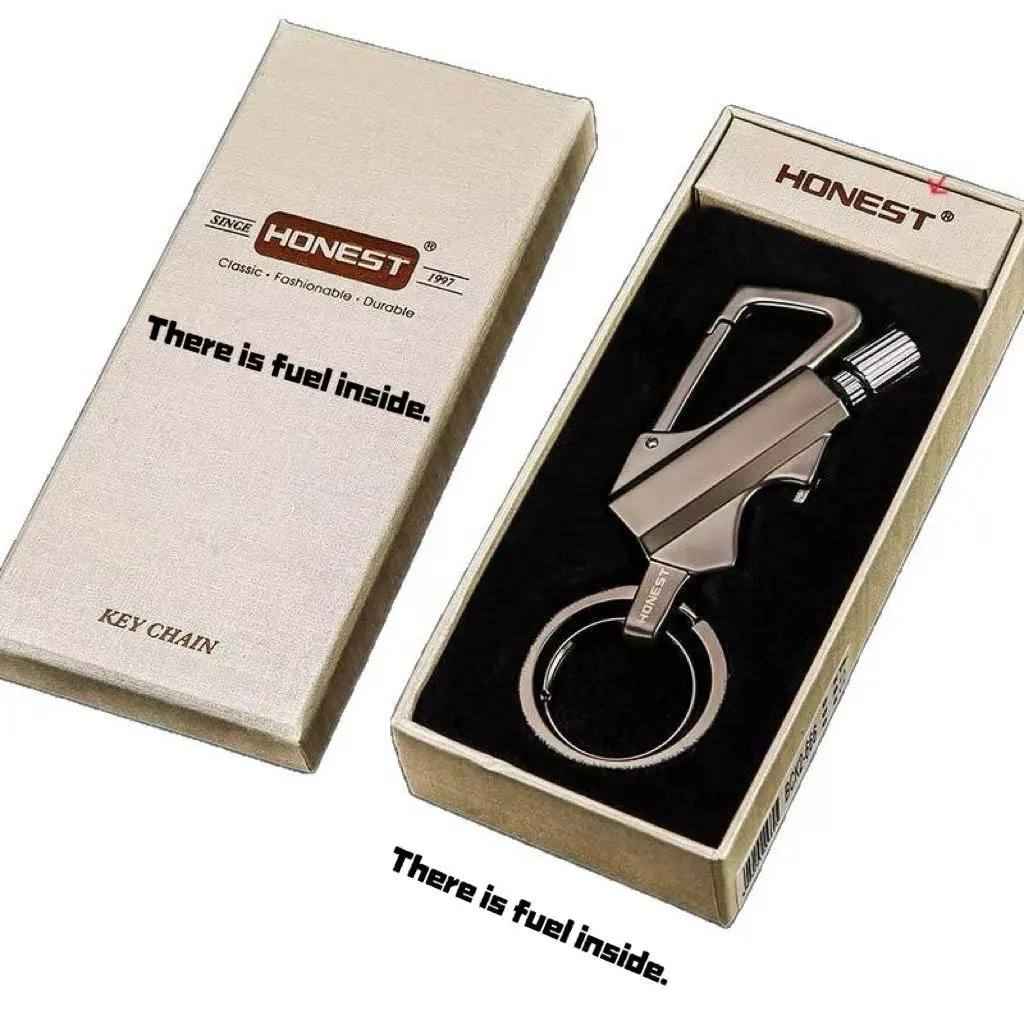 [Lighter only (Contains little to no butane)]Multifunctional 3-in-1 Keychain Easy to Open Bottle Store Keys Unlimited Lighters Durable for Travel and Daily Use Metal