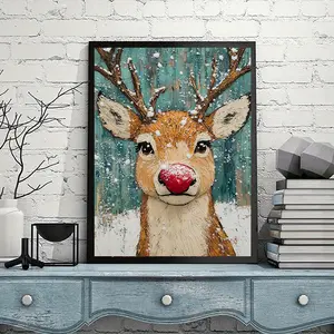 1pc DIY 5D Diamond Painting Kit Snow Scene -Nosed Deer Full Drill Mosaic Art Craft Picture Wall Decor Surprise Gift