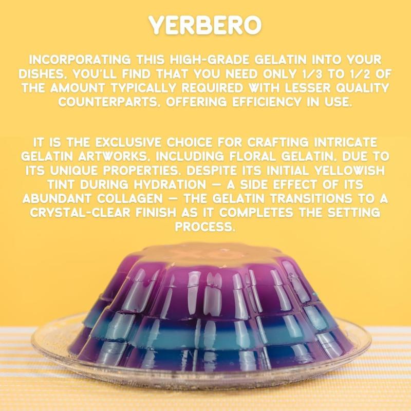 Yerbero - Premium Unflavored 300° Bloom Beef Gelatin Powder 4oz (114g) | Thickening Agent | Grenetina en Polvo Sin Sabor | Swiftly Solidifies, Stabilizes, and Enhances for Culinary & Baking Endeavors.