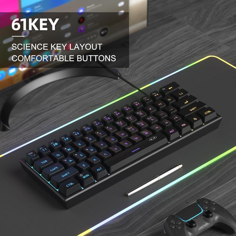 MageGee Mini 60% Gaming Keyboard, RGB Backlit 61 Key Ultra-Compact Keyboard, TS91 Ergonomic Mechanical Feeling Office Computer Keyboard for PC, MAC, PS4, Xbox ONE Gamer #TOP PICKS