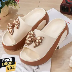Women's Summer Slide Sandals With Bow - Open-Toe Slip-On Flat Sandals With Thick Cushioned EVA Sole, Breathable Fabric Upper & Lightweight Design For Beach, Casual Outings, Indoor/Outdoor Wear, Ladies Sandals, Non-Slip Shoes, Shoes For Women
