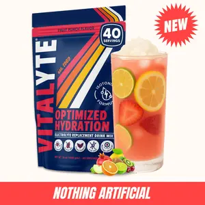 Vitalyte Electrolytes Powder Drink Mix - Fruit Punch Flavor - 35 oz - 40 Servings - Gluten-Free - No Artificial Sweeteners - Optimal Ratio of Sodium Potassium & Magnesium - Sport Beverage