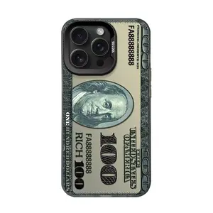 Trendy US Dollar Wealth Phone Case Fits iPhone16/17/15Pro/14Pro/13 Western Style Viral Design Rich 100 Design