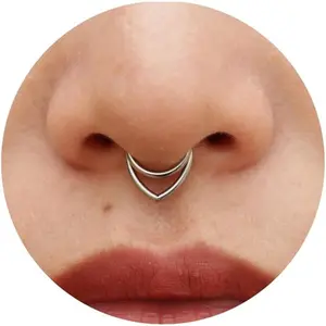 16G Titanium Septum Rings Double Septum  Daith     Hinged Segment Helix Clicker   8 mm 10 mm Seamless Ring  Jewellery for Her