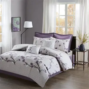 Madison Park  Holly Cotton Comforter Set, Purple - King - 8 Piece