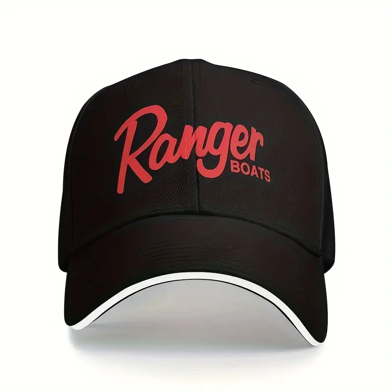 Ranger Boat Men's Sports Baseball Cap, 1/1pc Black Adjustable Cap for Casual Outfits, Casual Outfits Cap