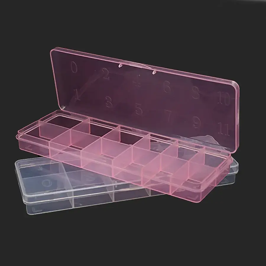 12-Grid Nail Tip Storage Box, Organizer for Nail Art Jewelry Rhinestones, Craft Supplies