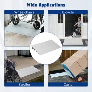 Adjustable Aluminum Threshold Ramp for Doorways – 2"-5" Rise, 700lb Capacity Heavy Duty Portable Entry Ramp – Lightweight, Rust Resistant, Tool-Complimentary Installation – Ideal for Wheelchairs, Scooters, Walkers, Home Steps