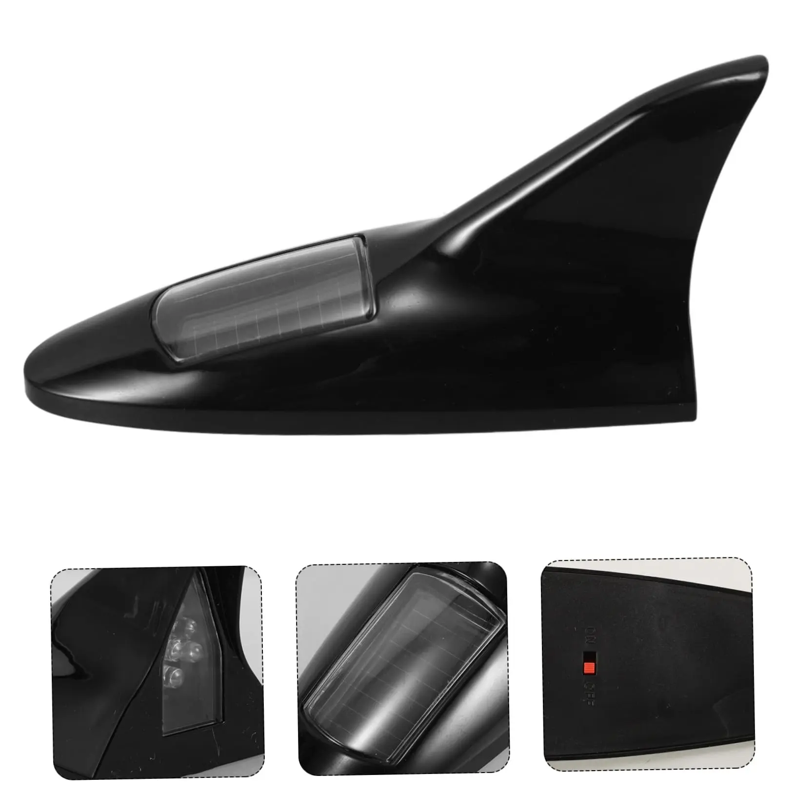 Universal Roof-Mounted Car Exterior Modification Shark Fin Solar LED Warning Strobe Light, 8 LEDs, 4-Color, Waterproof Rear-Collision Safety Decorative Accessory