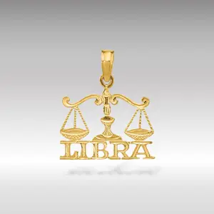 14K Gold LIBRA Scales of Justice Zodiac Charm
