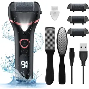 Foot Callus Remover, Rechargeable Portable Electronic Foot File Pedicure Kits, Waterproof Foot Scrubber File, Professional Pedicure Tools, Foot Care for Dead Skin Ideal Gift, 3 Rollers