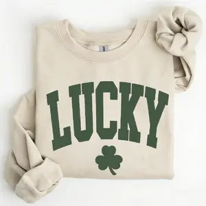 Women’s Lucky Sweatshirt with Cute Shamrock Design, Perfect St. Patrick’s Day Outfit, Celebrating Lrish Luck, Ideal Festive Shirt or Holiday Gift