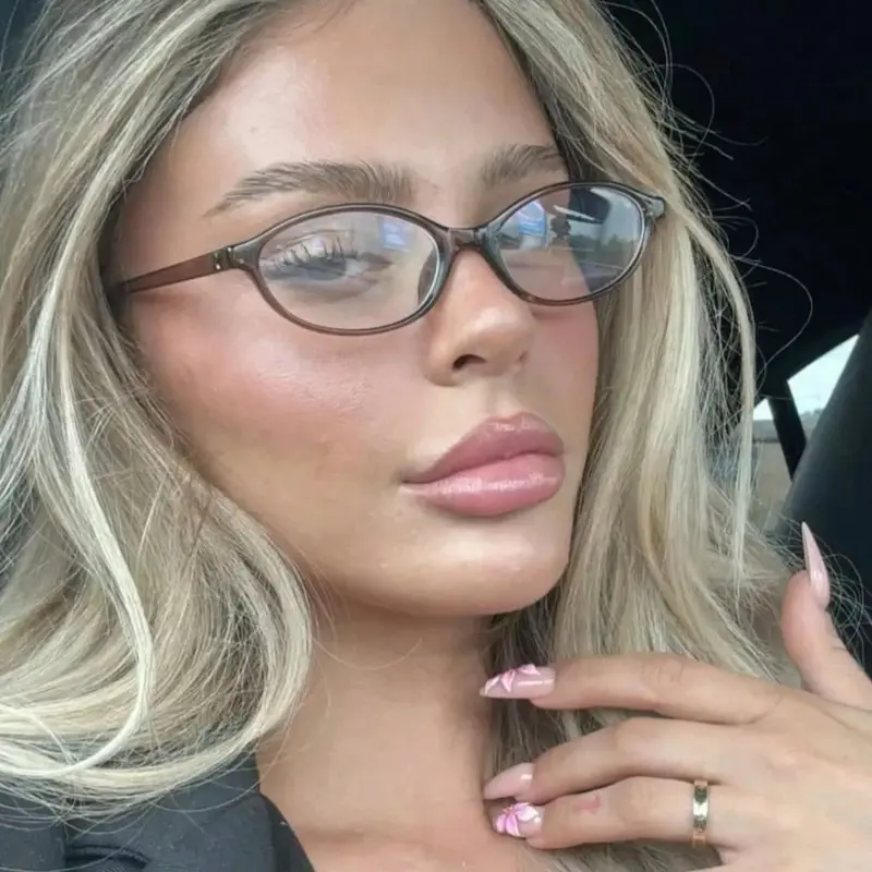 Women's Oval Anti-Blue Light Glasses, Casual Style Metal Frame, Thickened Lens, Premium Hinge, Perfect for Commuting, Fashionable Frames Glasses