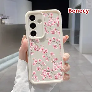 Phone case Compatible with Galaxy S23 Ultra S24 Plus S25 S22+ Blossoming Cherry Dreams Shockproof Silicone TPU Bumper Drop Protection Soft Cover