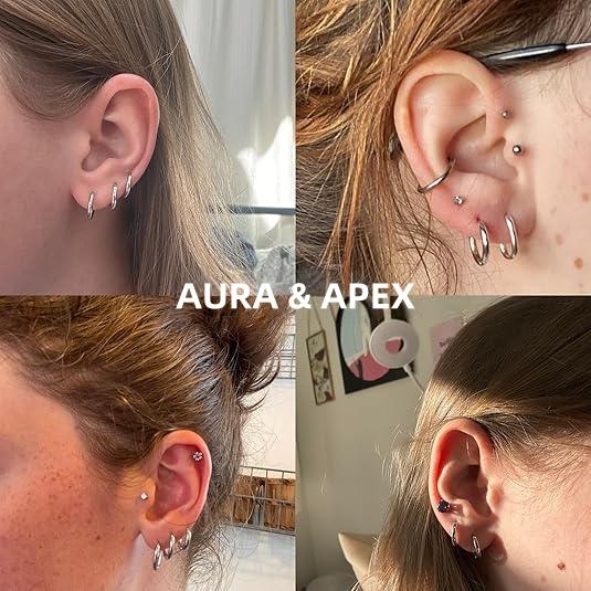 124pcs Mixed-pack Kits For All Body  Stainless Steel 14g 16g 20g And With Tools Nose Septum Lip EarBelly Button Cartilage Tragus