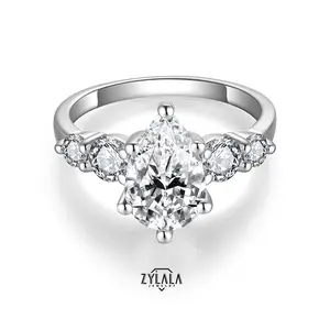 [015] 3.0ct Lab-Created Moissanite Ring Pear Shape Wedding Ring Side Lab-Created Moissanite Ring 925 Sterling Silver Promise Ring Engagement Jewelry Chrismas Gift