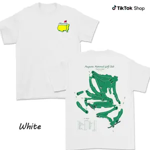 2026 Masters Augusta Course Map Shirt For Men For Women, Augusta National Fairway Layout Graphic Shirt, Soft Cotton Fabric Breathable Unisex Relaxed Fit Crew Neck Top, Detailed Golf Routing Design Apparel