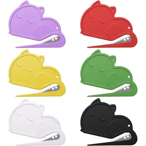 6 Pack Cat Shape Letter Opener Envelope Slitter Mini Safe Mail Package Open Tool for Women Men Office Home
