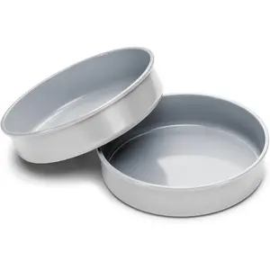 Non-Stick Ceramic 9" Circle Pans - Naturally Slick Ceramic Coating - , PTFE & PFOA Free -  for Birthday Cakes, Tartes, &  - Gray