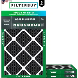 Filterbuy 16x25x1 Air Filter (3-Pack), Pleated MERV 8 Odor Eliminator HVAC AC Furnace Air Filters (Actual Size: 15.50 x 24.50 x 0.75 Inches)
