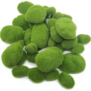 40PCS Artificial Moss Rocks (4 Sizes), Green Moss Decor for Floral Arrangements, Fairy Gardens and Crafting