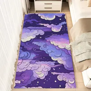 1pc Dreamy Cloud Fantasy Pattern Fluffy Minimalist Area Rug, Polyester 100% Flannel Carpet, Non-Slip Rectangle Floor Mat for Living Room, Bedroom, Kitchen, Office, Entryway, Bedside Rug | Washable, Cozy Seasonal Gift Idea