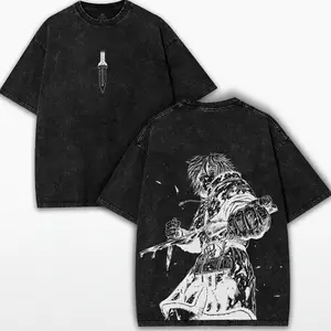 Vinland Saga x Anime – Darkcore Warrior Oversized Tee with Bold Back Art Print & Washed Streetwear Drop 3IM