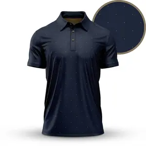 Bogey Bros Men’s Classic Navy Golf Polo Shirt Minimal Pattern Breathable Performance Casual Wear