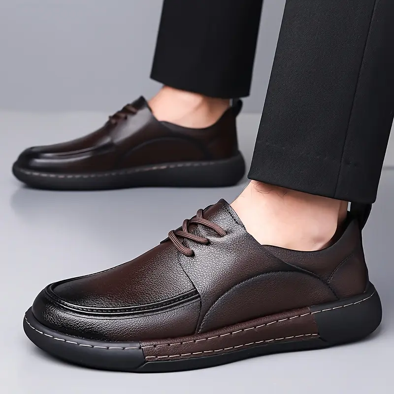 New men's genuine leather shoes, soft and breathable, versatile for elderly drivers, with soft soles for wide feet, black business leather shoes for men, stylish round-toed soft leather, soft-soled, breathable, British-style wedding and business men's lea