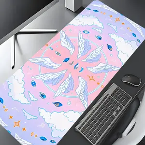 Angel Wings Pattern Mouse Pad, Large Gaming Mouse Pad, Aesthetic Desktop Decoration Protective Pad, Non-slip Rubber Pad for Laptop, Desktop Computer Games