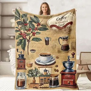 Coffee Gifts Throw Blankets for Women Men, Coffee Lovers Birthday Gifts Blanket, Home Room Decor for Him Her, Flannel Soft Blanket for Bed Couch 50"x60"