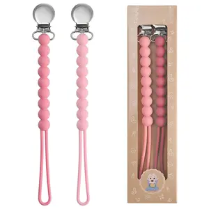 Pacifier Clips Baby Girls - Paci Clip Soothe Baby Binky Holder for Shower Birthday Gift 2 Pack