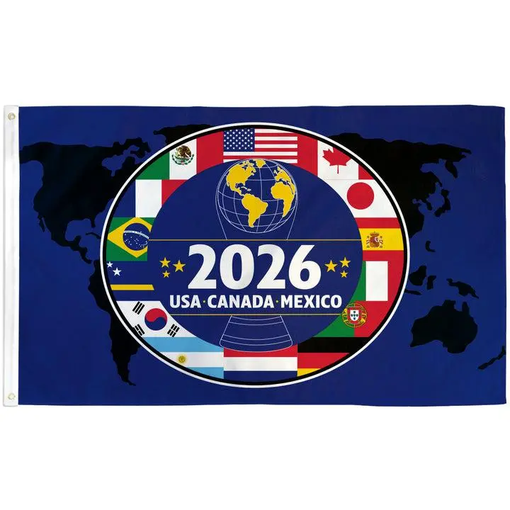 3x5 ft Standard Printed International Soccer Flag Banner, Durable Lightweight Polyester Rectangle Banner for Fans, Display, Hangable Double-Edge Reinforced All Sides Home Decor & Fan Caves Backdrop Supplies