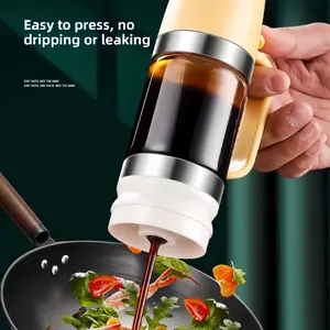 Squeeze Condiment Bottle - Food-Grade Squeeze Bottle, High Borosilicate Glass Sauce Bottle, Specialized for Honey & Ketchup - Kitchen Supplies