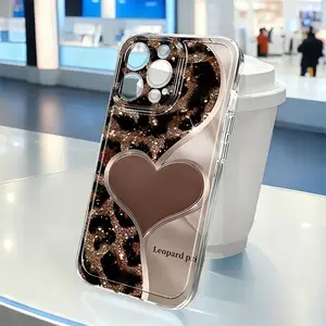 Vintage Leopard Heart Transparent Protective Phone Case, Anti-Drop Shockproof Full Coverage for iPhone 17 Pro Max, Birthday Valentine's Day Gift