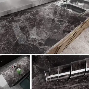 15.8" x 78.8" Dark Marble Contact Paper – Peel and Stick Waterproof Countertop Cover for Kitchen, Tables, Desks & Furniture Wrap