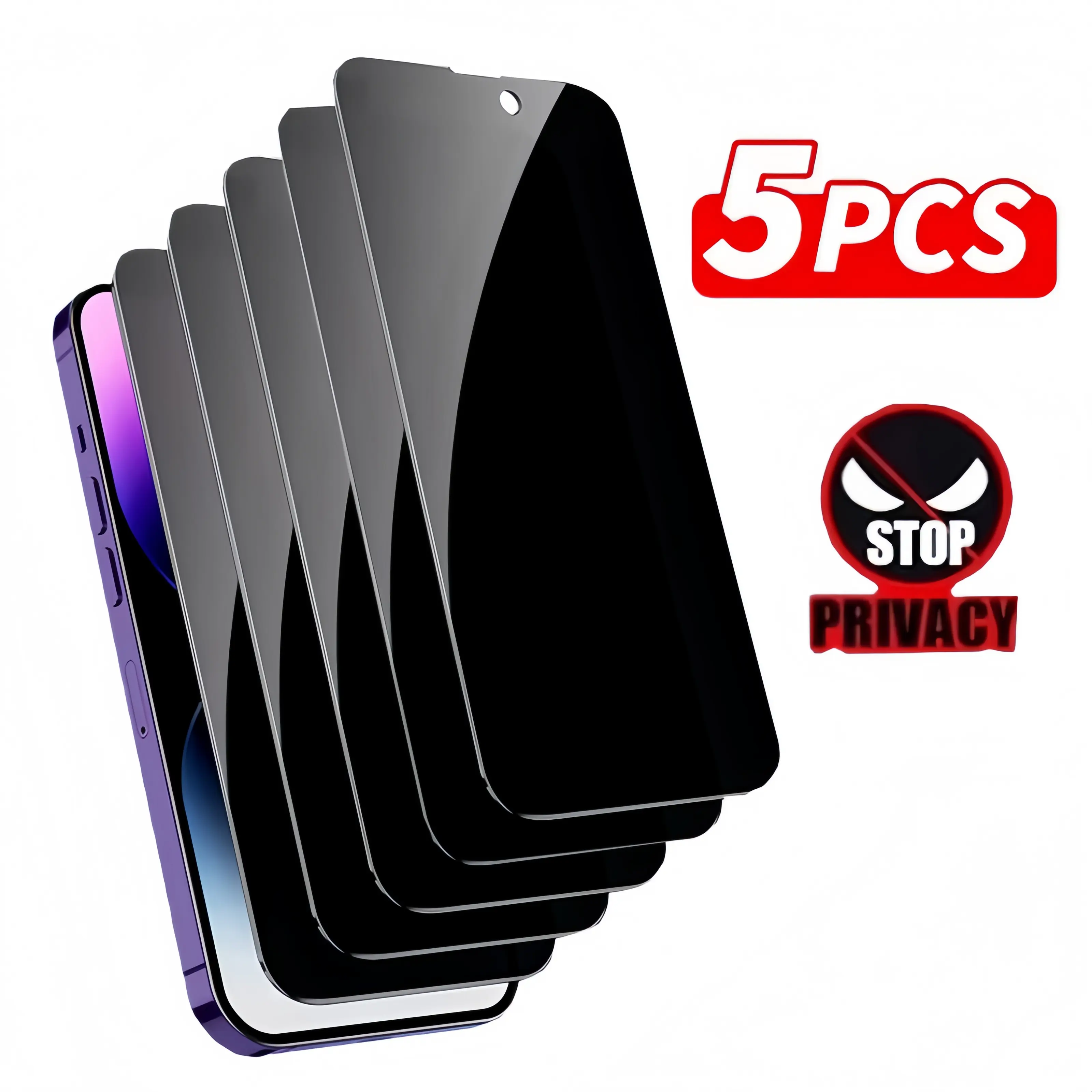 5PCS Multi-Model Privacy Tempered Glass Phone Screen Protectors for iPhone 13/14/15/16 Pro Max/16E/16 Plus/17 Pro Max Plus/17Air - 9H Hardness, Ultra Thin, Oil Repellent Coating, Anti-Spy, Case Friendly, Protective Secure Phone Accessories