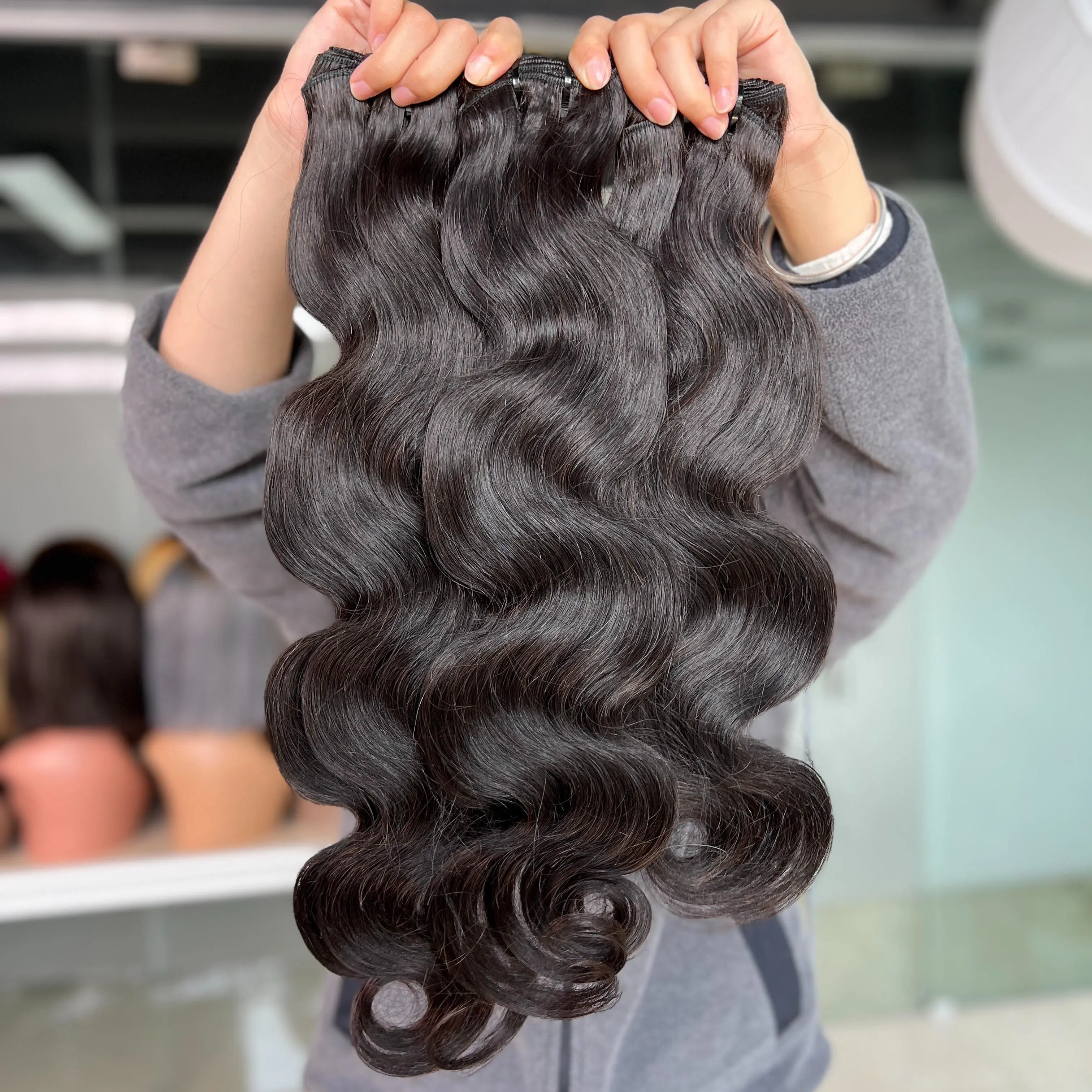 Full End Human Hair 1-3/set Unprocessed Human Hair bundles Body Wave natural color bundles for black woman