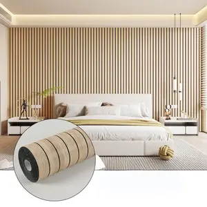 Removable Self-Adhesive Striped Wallpaper Board, Bedroom Wall Panels, Fake Wood Texture Wall Covering, Ideal for Bedroom TV Background, 15.74x118 Inches