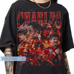 Vintage 90s Graphic Style Charles Leclerc T-shirt, Charles Leclerc Ferrari T-shirt Gifts For Man and Women Unisex T-shirt