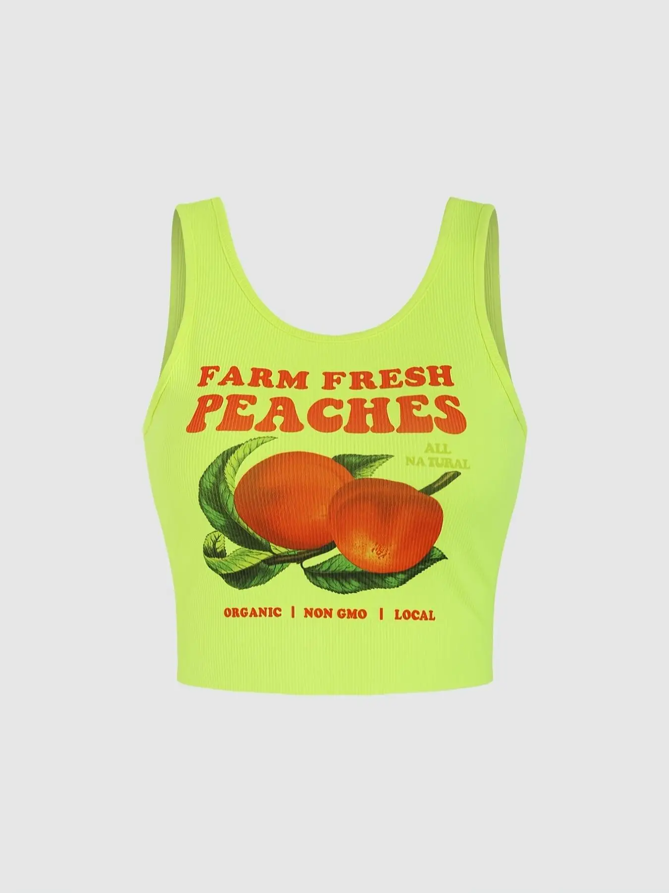 Women's Letter & Fruits Print Crop Tank Top, Casual Scoop Neck Sleeveless Top for Daily Wear, Tank Tops for Summer, Ladies Clothes for All Seasons, Ta